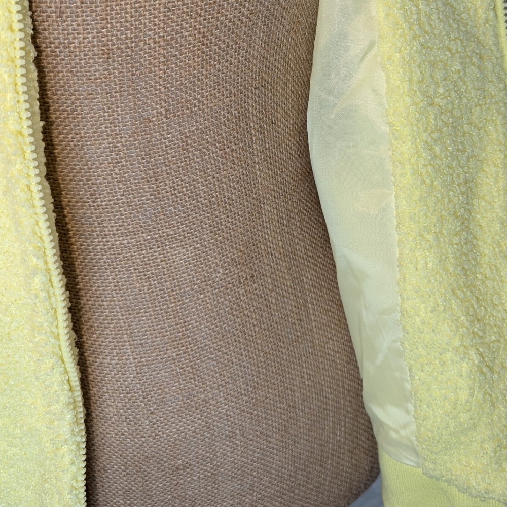 STEVE‎ MADDEN Boucle Fleece Zip Up Hoodie Jacket Pale Yellow Size M - Picture 3 of 8